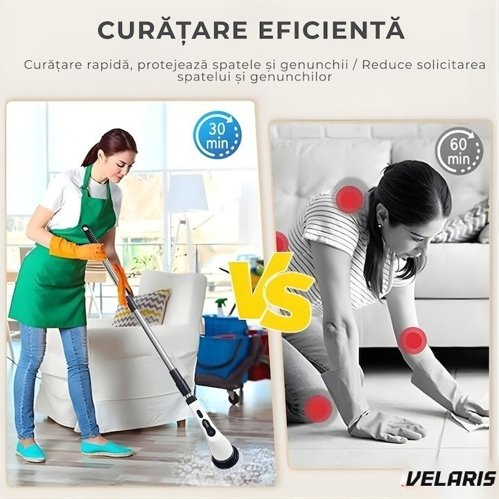 Perie electrică rotativă 9 în 1 cu 9 capete interschimbabile, 2 viteze, wireless, IPX7