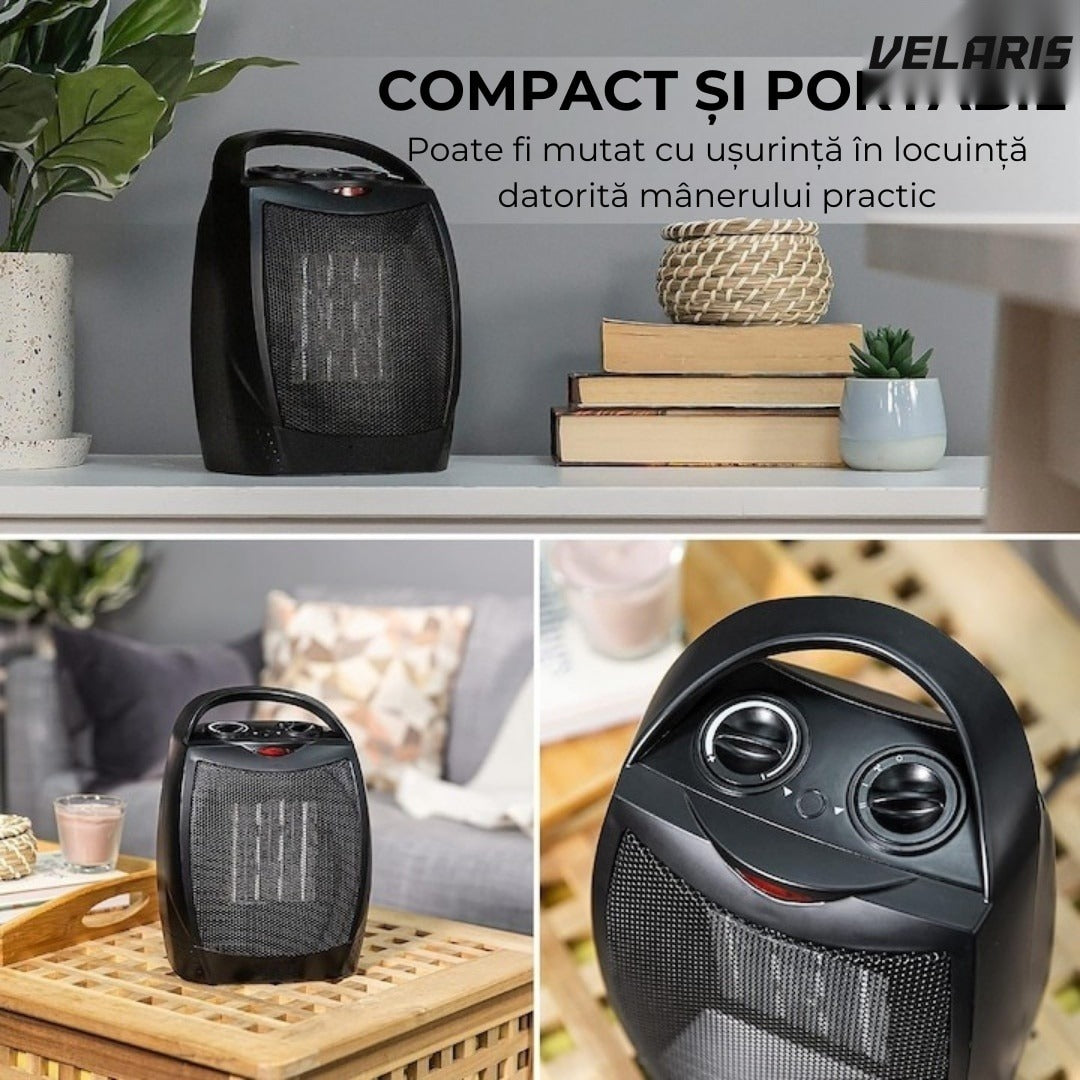 Aeroterma electrică 1500W, PTC ceramic, 2 niveluri, termostat reglabil, protecție supraîncălzire