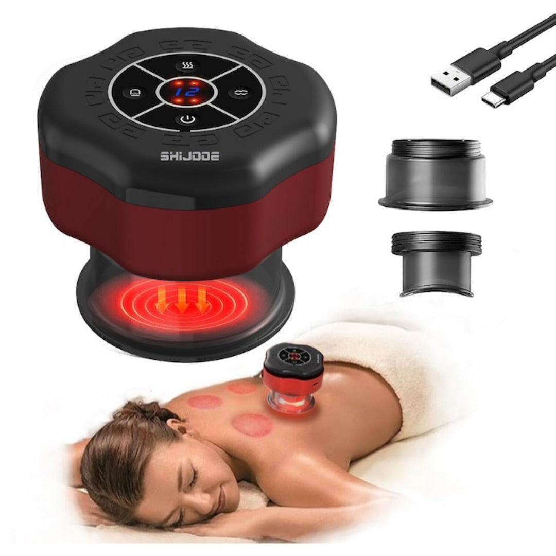 Aparat masaj cu ventuze electrice, 12 niveluri, terapie cu lumină roșie