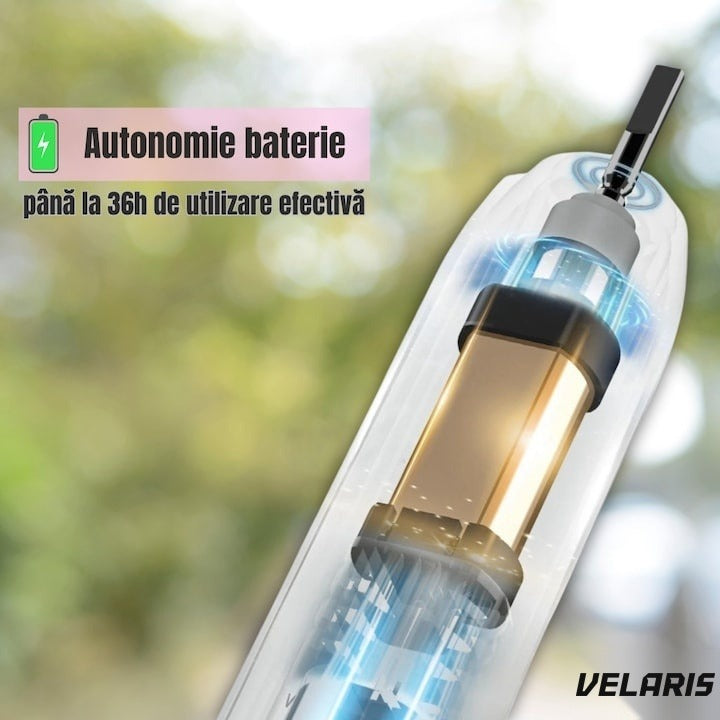 Periuță de dinți electrică V-801, 5 viteze, 3 programe, memorie, 36h autonomie, IPX7, alb/roz