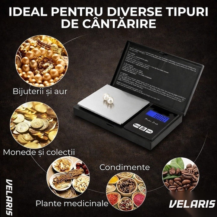 Cântar electronic de bijuterii Pocket, 300 g, rezoluție 0,01 g, negru