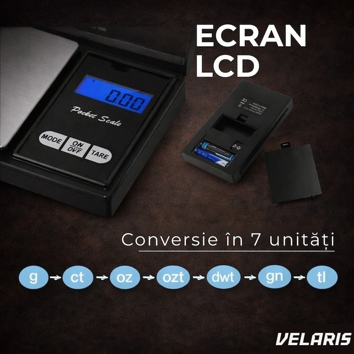 Cântar electronic de bijuterii Pocket, 300 g, rezoluție 0,01 g, negru