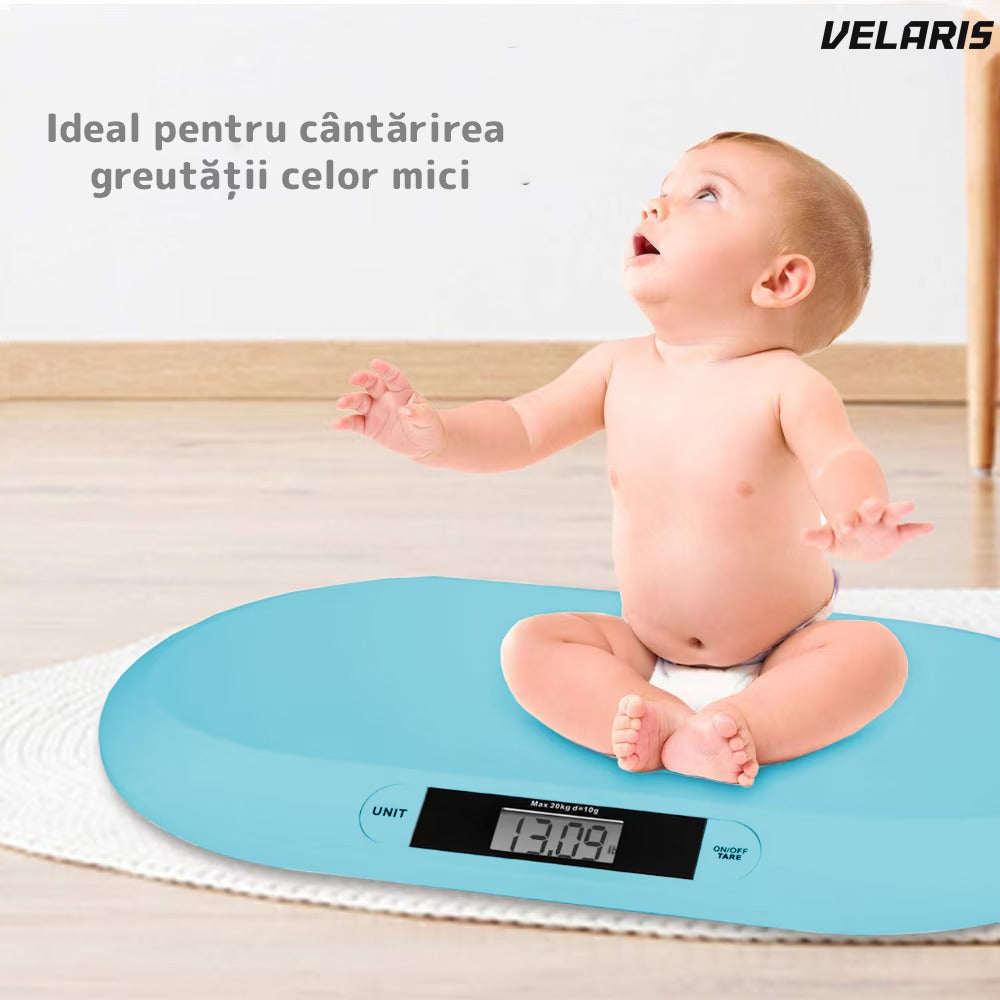 Cântar electronic cu display LCD, precizie gram, 20 kg, design compact, albastru