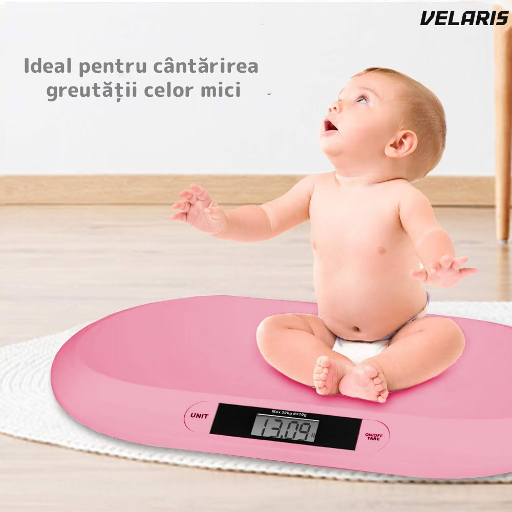 Cântar electronic cu display LCD, precizie gram, 20 kg, design compact, roz