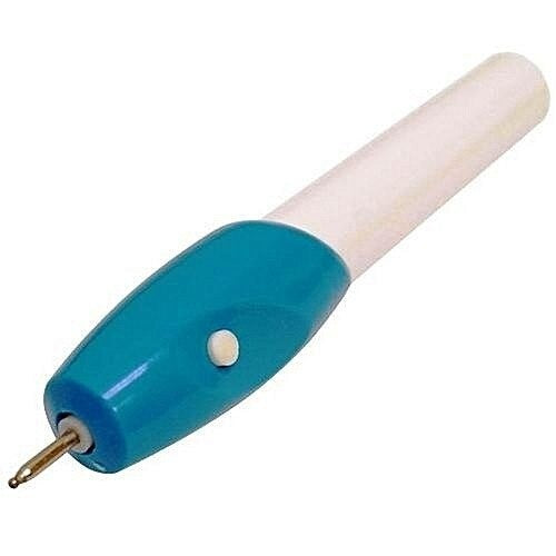 Creion de gravat pentru metal, lemn, piele și electronice, alb/albastru