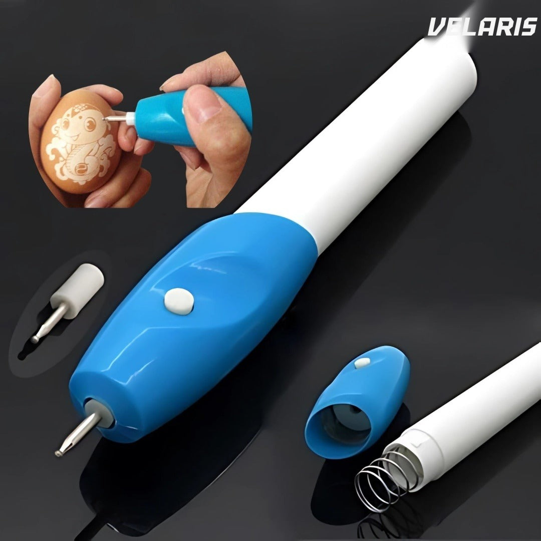 Creion de gravat pentru metal, lemn, piele și electronice, alb/albastru