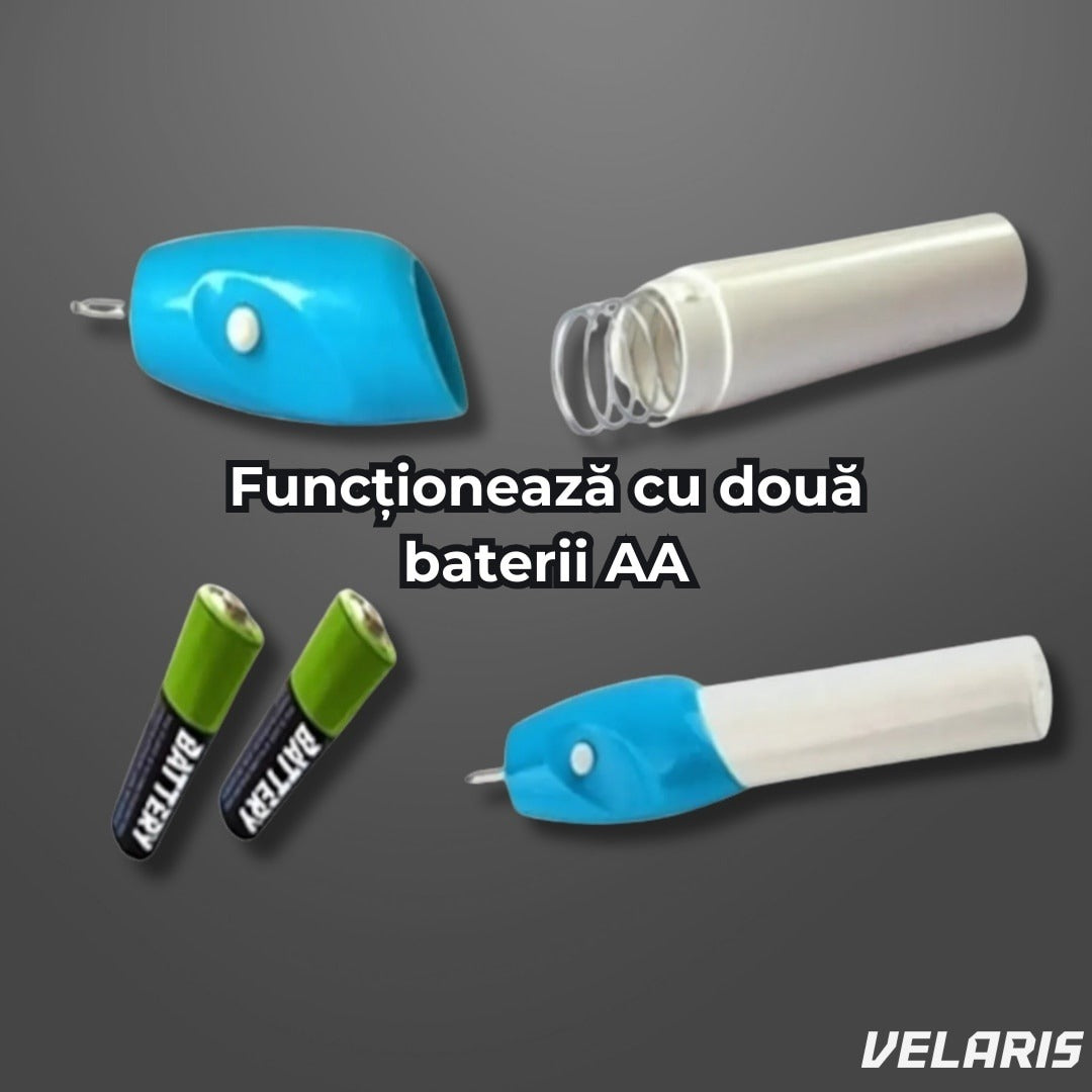 Creion de gravat pentru metal, lemn, piele și electronice, alb/albastru