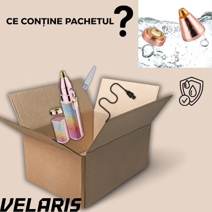 Epilator Facial Reincarcabil 2in1 Trimmer Sprancene si Puf, Iluminare LED, Portabil, USB, Potrivit Pentru Toate Zonele Corpului