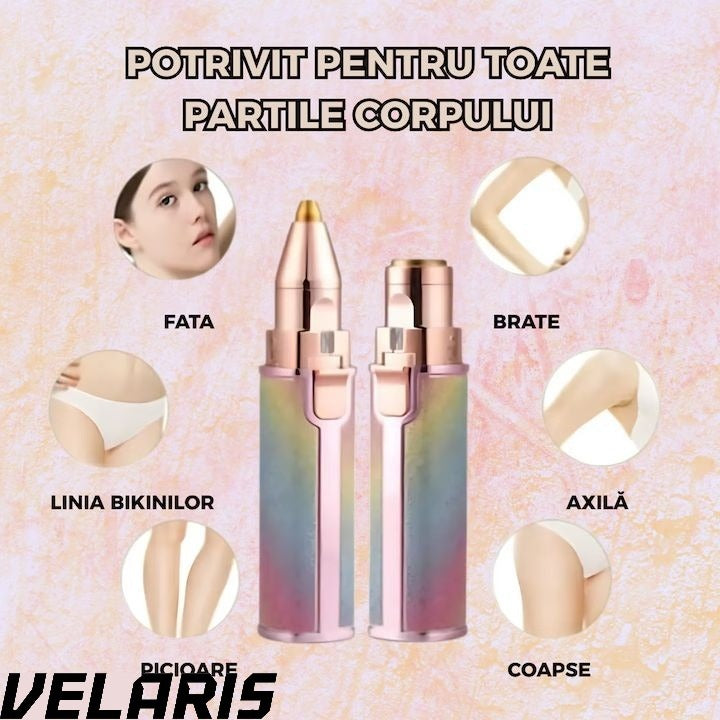 Epilator Facial Reincarcabil 2in1 Trimmer Sprancene si Puf, Iluminare LED, Portabil, USB, Potrivit Pentru Toate Zonele Corpului