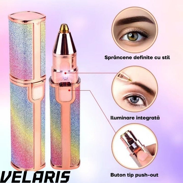 Epilator Facial Reincarcabil 2in1 Trimmer Sprancene si Puf, Iluminare LED, Portabil, USB, Potrivit Pentru Toate Zonele Corpului