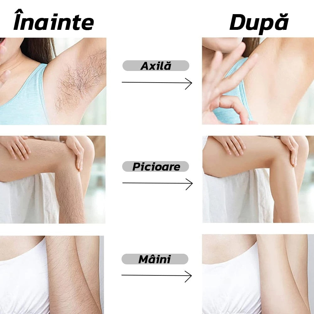 Epilator cu cristale, nedureros, portabil, unisex, impermeabil IP67, roz