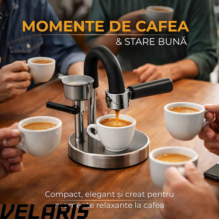 Espressor manual Kamira, din inox 100%, presiune 4-5 bari, portabil, fara curent, filtru de inox pentru 1 ceasca cafea, compatibil aragaz si resou
