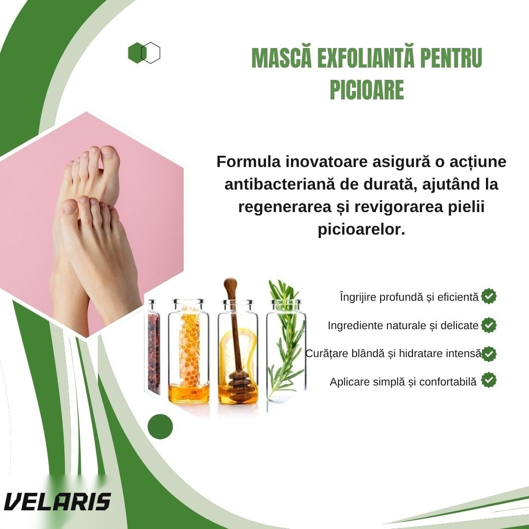 Șosete mască exfoliantă pentru picioare, 1 pereche, hidratare intensă, piele mătăsoasă și calmă