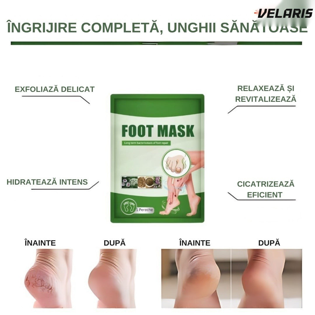 Șosete mască exfoliantă pentru picioare, 1 pereche, hidratare intensă, piele mătăsoasă și calmă