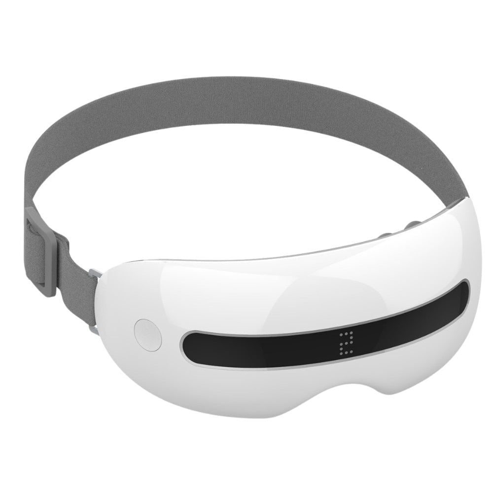 Aparat masaj ochi cu 4 moduri, 16 puncte, Bluetooth, compresie termică, alb
