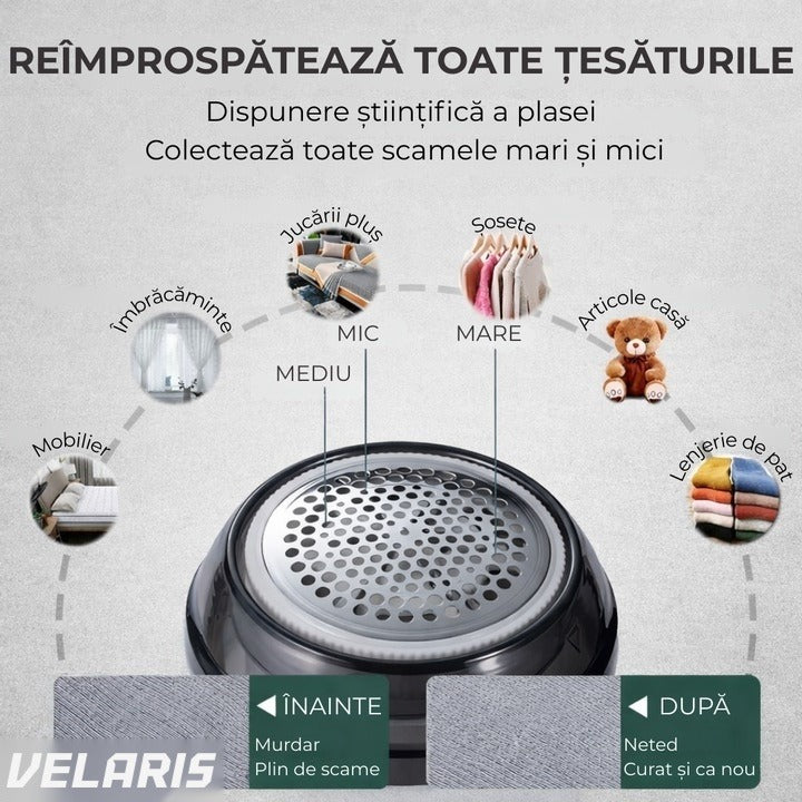 Aparat de îndepărtat scame, încărcare USB, autonomie 4 ore, curățare uscată, verde
