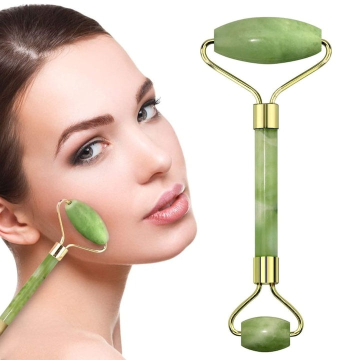 Dispozitiv de masaj facial, verde/auriu