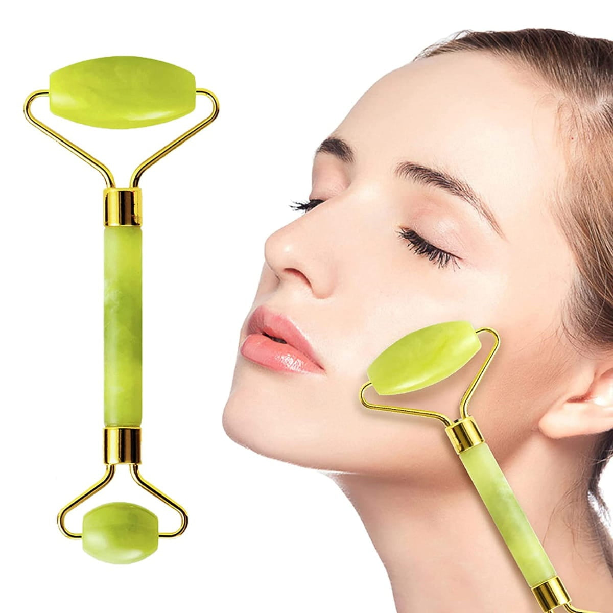 Dispozitiv de masaj facial, verde/auriu