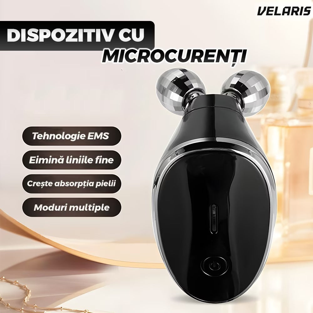 Aparat facial 3D cu microcurenți, lifting EMS, anti-rid, negru