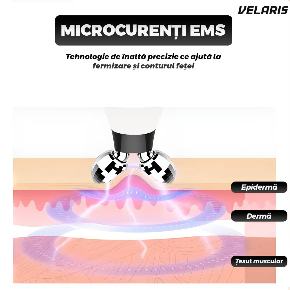Aparat facial 3D cu microcurenți, lifting EMS, anti-rid, negru