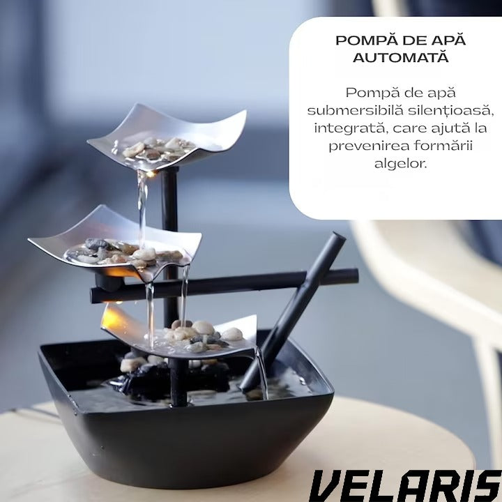 Fantana terapeutica, sunete linistitoare ale apei, efect Zen relaxant, cu pietre naturale, bazin de apa si pompa automata, decor interior