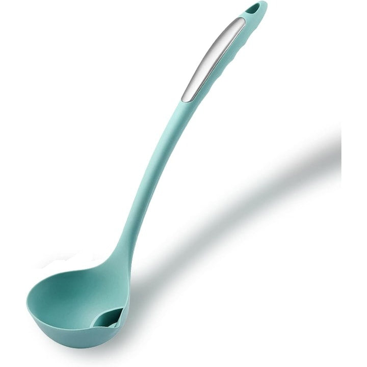 Lingură Separator Grăsimi, Silicon Alimentar, Rezistentă la Căldură, Albastru