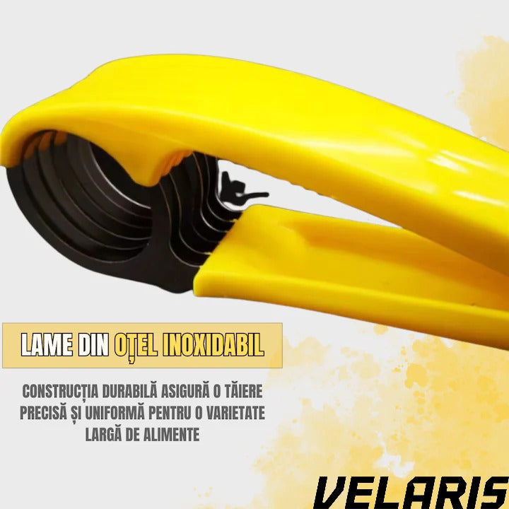 Feliator Manual pentru Banane, Lame Inox, Design Ergonomic, Taiere Uniforma, Usor de Curatat, Galben