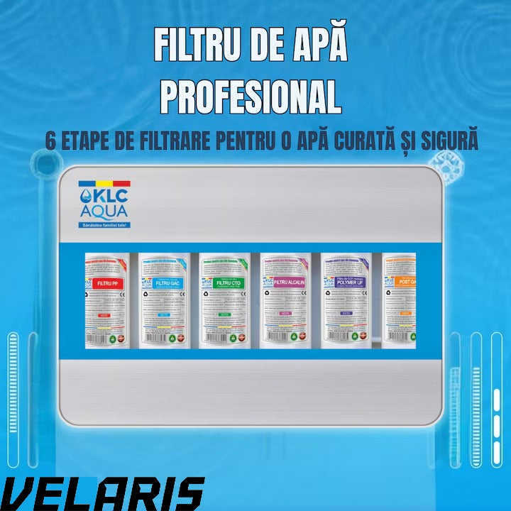 Filtru de apa No.1, statie de ultrafiltrare cu 6 trepte, alcalinizare 0.01 microni, capacitate 8000L, debit 2.5 l/min, montaj chiuveta