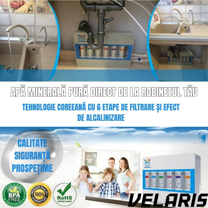 Filtru de apa No.1, statie de ultrafiltrare cu 6 trepte, alcalinizare 0.01 microni, capacitate 8000L, debit 2.5 l/min, montaj chiuveta