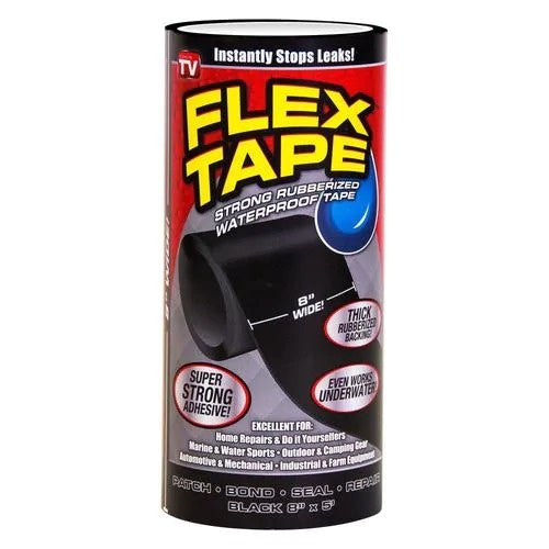 Bandă adezivă impermeabilă Flex Tape XL, reparații rapide, 8" lățime, negru