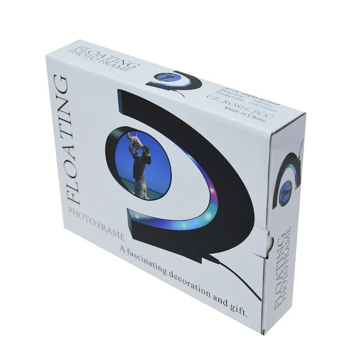 Rama Foto Plutitoare C Shape, LED Multicolor, Negru, 18x17x8.5cm