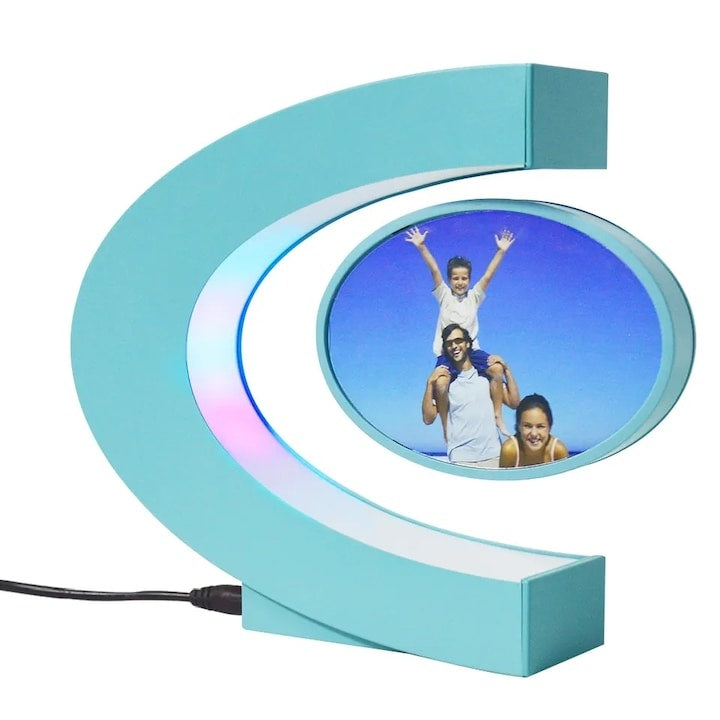 Rama Foto Plutitoare C Shape, LED Multicolor, Negru, 18x17x8.5cm