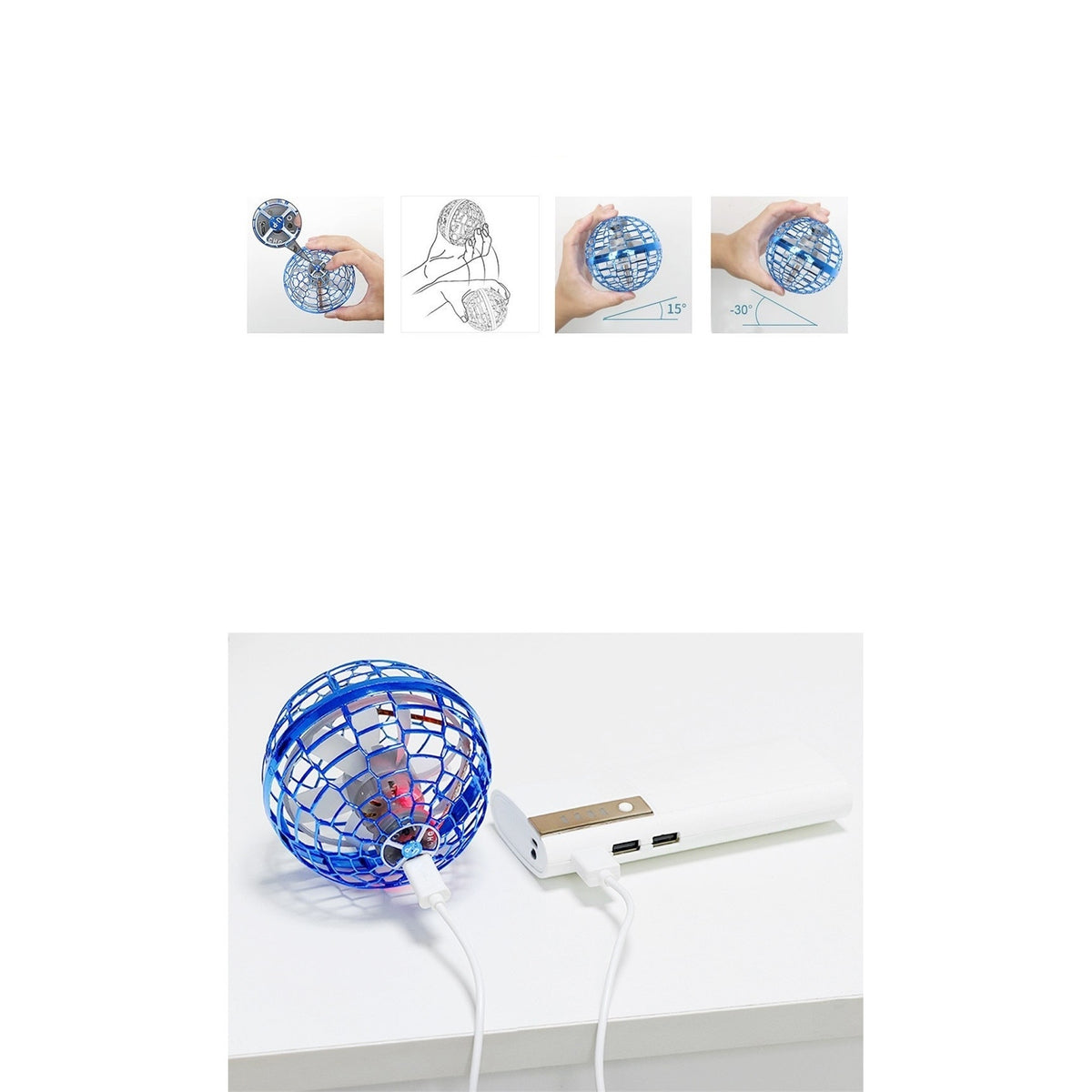 Minge zburătoare inteligentă cu LED, efect giroscopic, USB, efecte boomerang
