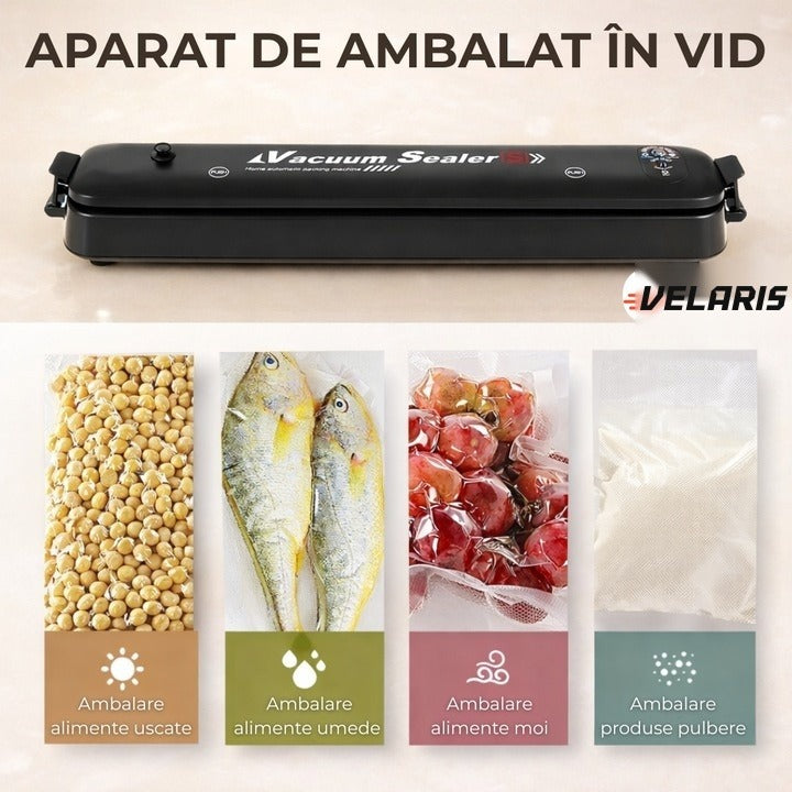 Aparat de vidat alimente 110W cu funcție de sigilare, pompă puternică, include 10 pungi vacuum