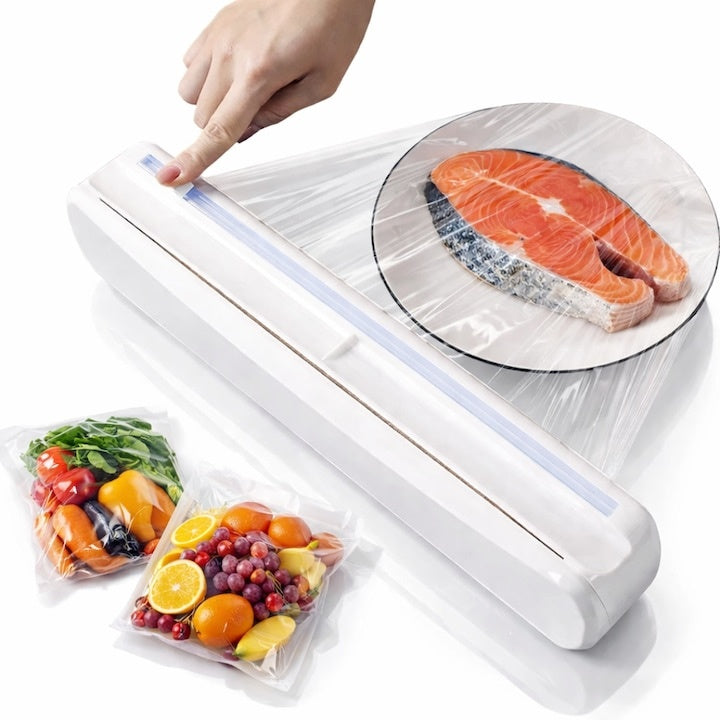 Dispenser film alimentar 37 cm cu 12 ventose antiderapante alb