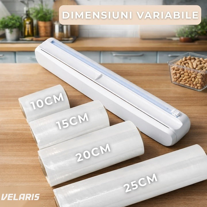 Dispenser film alimentar 37 cm cu 12 ventose antiderapante alb