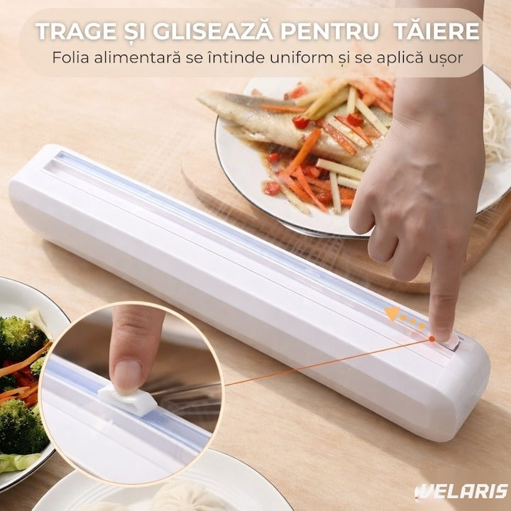 Dispenser film alimentar 37 cm cu 12 ventose antiderapante alb