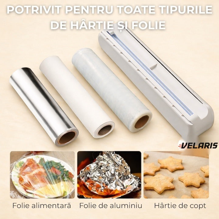 Dispenser film alimentar 37 cm cu 12 ventose antiderapante alb