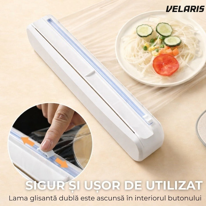 Dispenser film alimentar 37 cm cu 12 ventose antiderapante alb