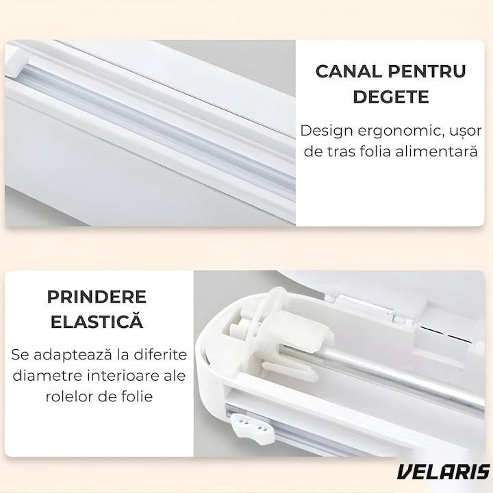 Dispenser film alimentar 37 cm cu 12 ventose antiderapante alb