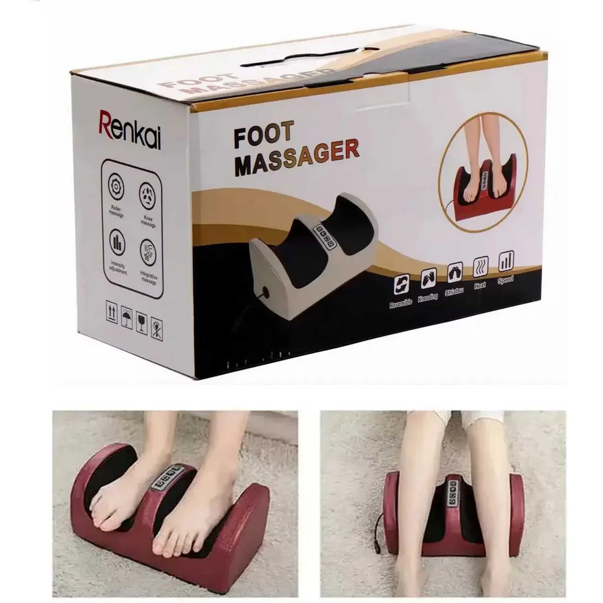 Aparat masaj picioare cu incalzire, Shiatsu cu role, alimentare 220V
