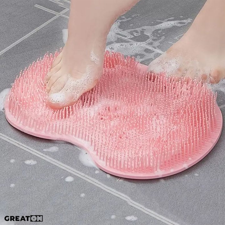 Saltea masaj picioare pentru duș sau baie, silicon antiderapant, roz, 30 x 25 cm