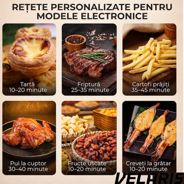 Friteuza cu aer cald digitala 3 in 1 fara ulei 12 L 1700W control touch 11 programe LED negru auriu