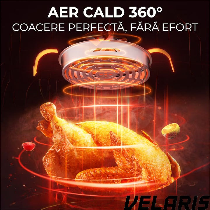 Friteuza cu aer cald digitala 3 in 1 fara ulei 12 L 1700W control touch 11 programe LED negru auriu