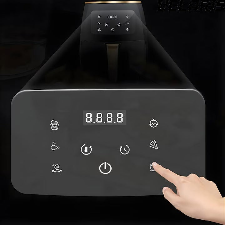 Friteuza cu Aer Cald, Air Fryer, Filtru de Aer Integrat, 6 Programe, Putere 2400W, Control Temperatura, Cronometru Reglabil, Capacitate 6L