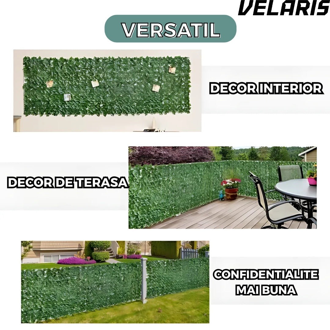 Gard Artificial cu Frunze Verzi Tip Iedera Solutia Eleganta pentru Confidentialitate si Decor in Aer Liber, dimensiuni 300/100