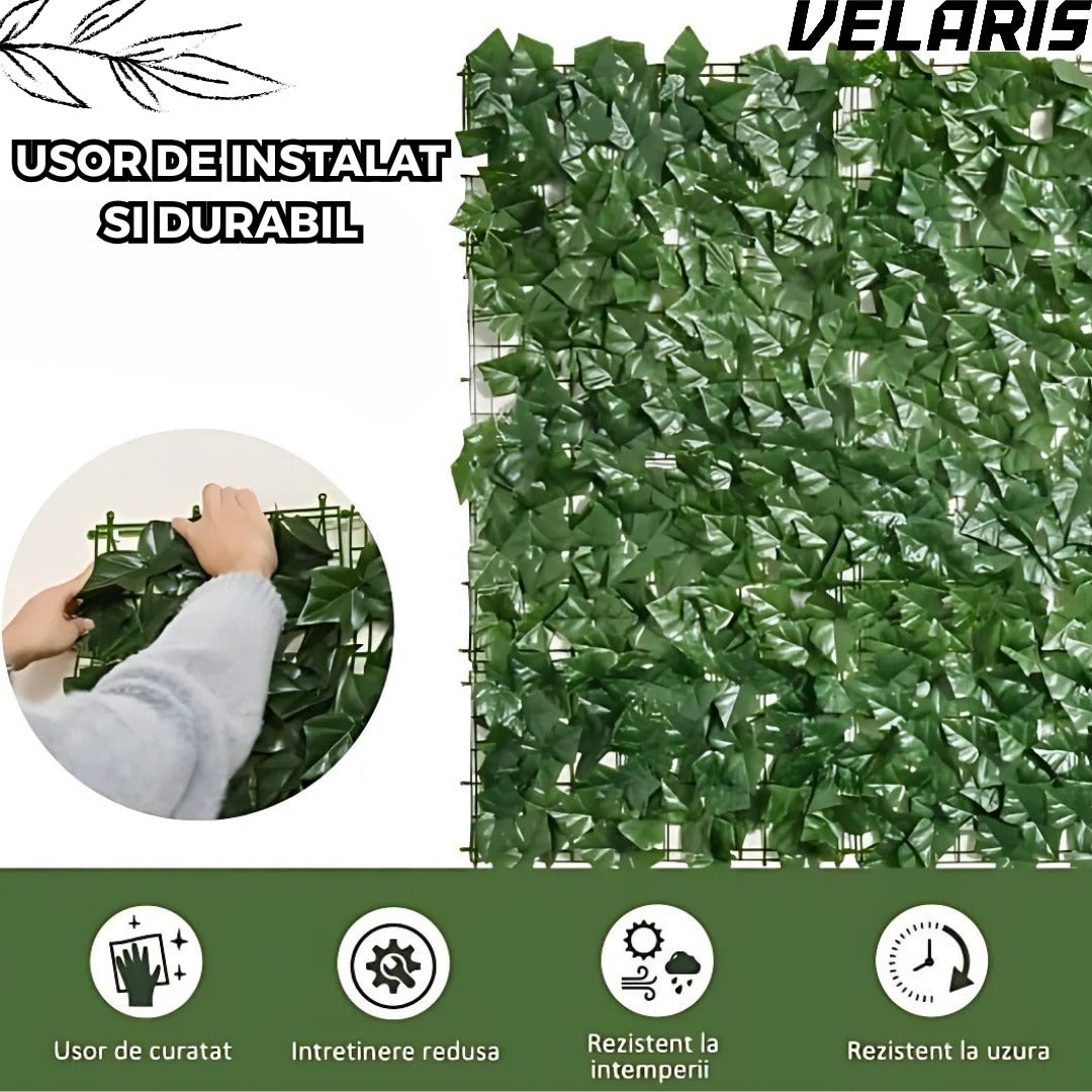 Gard Artificial cu Frunze Verzi Tip Iedera Solutia Eleganta pentru Confidentialitate si Decor in Aer Liber, dimensiuni 300/100
