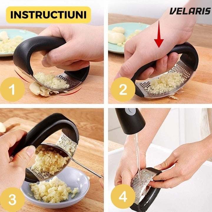 Storcător de usturoi manual, din inox, ușor de curățat