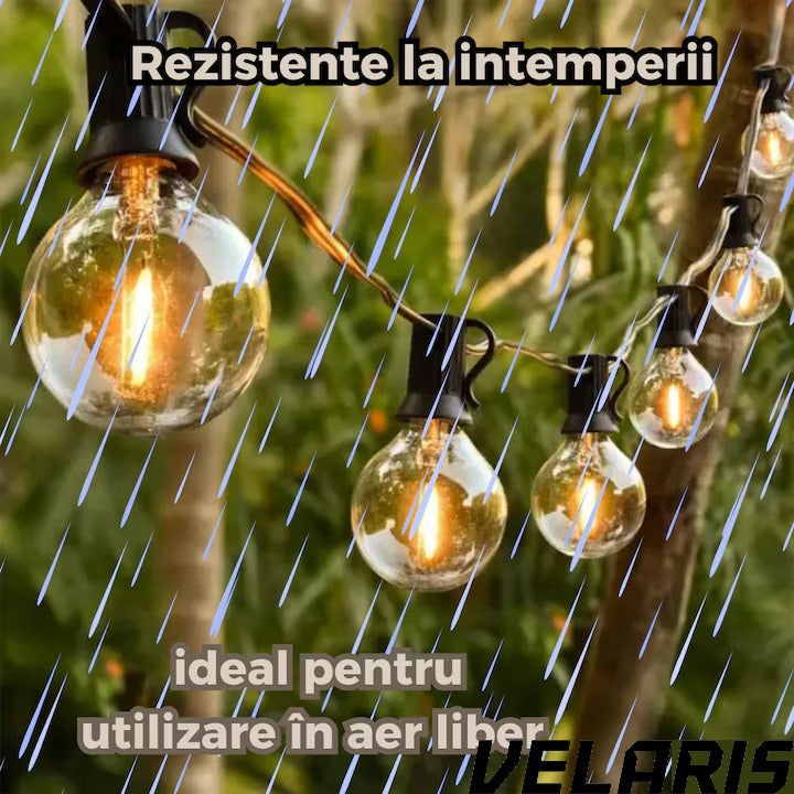Ghirlanda luminoasa led 8 metri cu 25 becuri G40 interconectabila rezistenta la exterior cu bec de rezerva inclus