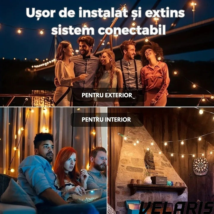 Ghirlanda luminoasa led 8 metri cu 25 becuri G40 interconectabila rezistenta la exterior cu bec de rezerva inclus